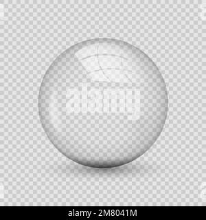 Translucent sphere with shadow on transparent background. Vector illustration. Eps 10. Stock Vector