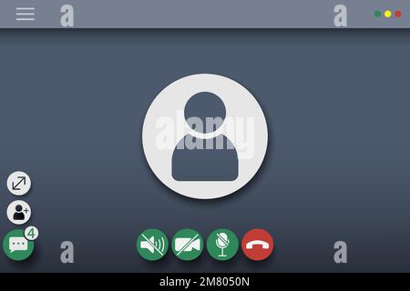 Video chat user interface. Video calls window overla. Vector illustration. Eps 10. Stock Vector