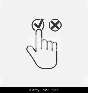 Hand pushing button with checkmark. icon isolated on white background. Vector illustration. Eps 10. Stock Vector