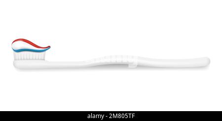 Toothbrush with toothpaste isolated on white background. Vector illustration. Eps 10. Stock Vector