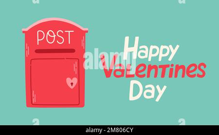 Happy Valentines Day Poster or banner with cute font, sweet hearts isolated. Promotion and shopping template vector Stock Vector