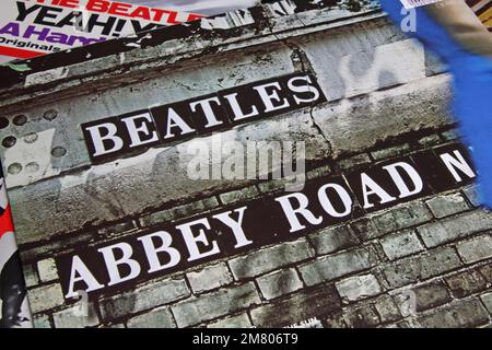 Viersen, Germany - November 9. 2022: Closeup of isolated vinyl record album cover Abbey Road of the Beatles music band, released 1969 Stock Photo