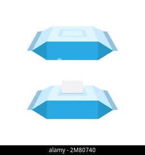 Wet wipes flat icon isolated on white background. Vector illustration. Eps 10. Stock Vector