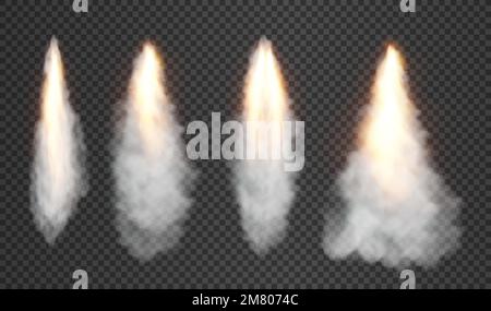 Smoke and fire from space rocket launch. isolated on transparent background. Vector illustration. Eps 10. Stock Vector