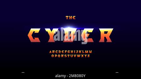 Bold futuristic font, geometric modern futuristic alphabet. Cyber gaming style letters for logo and headlines of sport, esport, scifi, space, tech Stock Vector