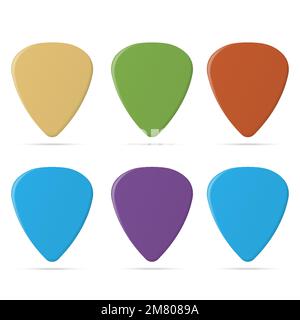 Set of guitar pick isolated on white background. Vector illustration. Eps 10. Stock Vector