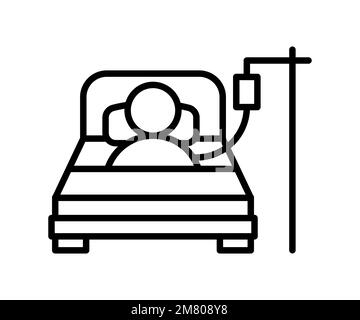 Person in hospital bed. Patient Icon. Vector illustration. Eps 10. Stock Vector
