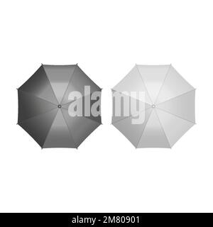 Set of umbrella top view isolated on white background. Vector illustration. Eps 10. Stock Vector