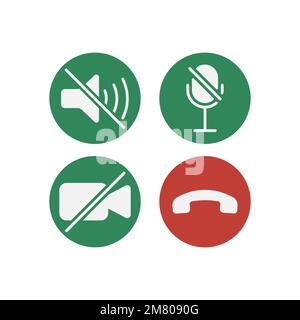 Video cal icons set isolated on white background. Vector illustration. Eps 10. Stock Vector