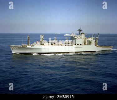 A port bow view of the ammunition ship USS KISKA (AE-35). Country ...