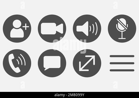 Video cal icons set isolated on white background. Vector illustration. Eps 10. Stock Vector