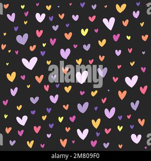 A background of colored hearts on dark Stock Vector