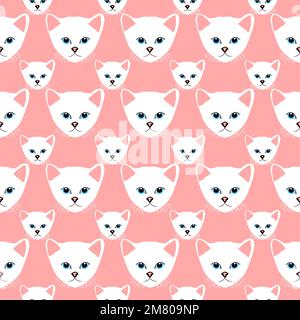 Seamless pattern with cute colorful Kittens. Creative childish pink texture. Great for fabric, textile Vector Illustration Stock Vector