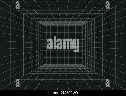 Empty futuristic digital box room. Vector illustration. Eps 10. Stock Vector