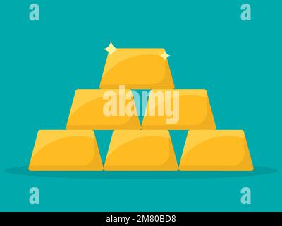 Gold bars or ingot icon. Flat style. Vector illustration. Eps 10. Stock Vector