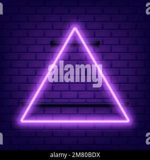 Neon glowing triangle on darkisolated. Vector illustration. Eps 10. Stock Vector
