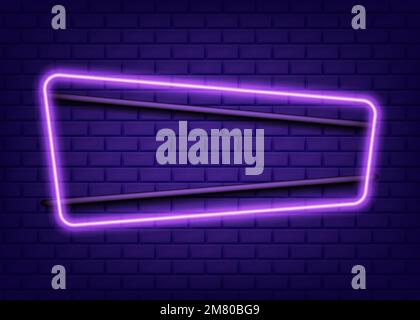 Neon rectangle frame or neon lights sign. Vector illustration. Eps 10. Stock Vector