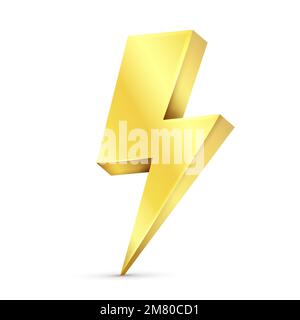Golden Electric 3D Icon isolated on white background. Vector illustration. Eps 10. Stock Vector