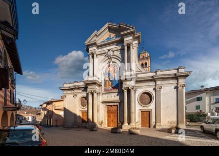 Peveragno; Wedge; Italy - January 09; 2023: facade of the parish church of Santa Maria Stock Photo