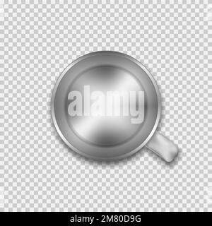 Top view stainless steel cup isolated on transparent background. Vector illustration. Stock Vector