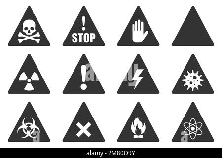 Danger icon set. Caution concept. Vector illustration. Eps 10. Stock Vector