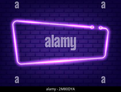 Neon rectangle frame or neon lights sign. Vector illustration. Eps 10. Stock Vector