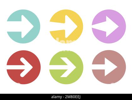 Arrow button icon set. Arrow icons on circle button. Vector illustration. Eps 10. Stock Vector