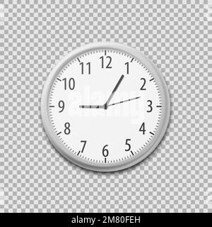 Realistic Simple Round Wall Office Clock. Vector illustration. Eps 10. Stock Vector