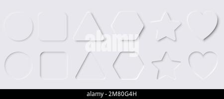 Set of Neumorphic UI Design Elements. Vector illustration. Eps 10. Stock Vector