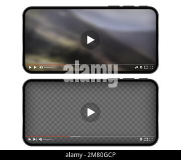 Smartphone with video player on the screen. Vector illustration. Eps 10. Stock Vector