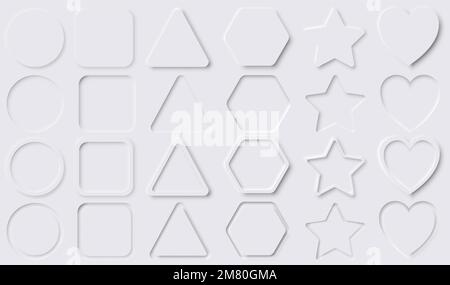 Set of Neumorphic UI Design Elements. Vector illustration. Eps 10. Stock Vector
