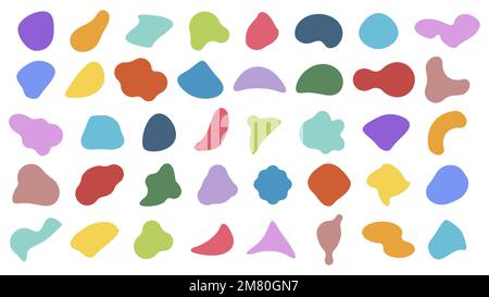 Set of liquid shapes elements. Abstract blotch shape. Fluid dynamical colored forms banner. Vector illustration. Eps 10. Stock Vector