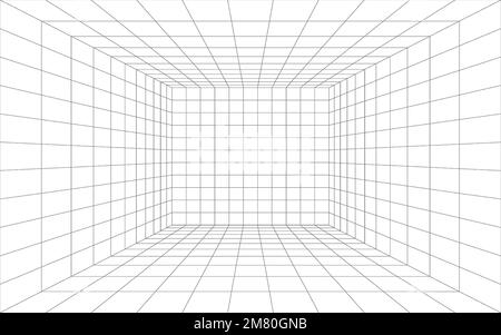 Empty futuristic digital box room. Vector illustration. Eps 10. Stock Vector