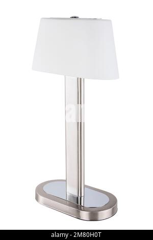 Modern white table lamp isolated on white background Stock Photo