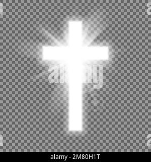 Christian heaven. Holy light glow effect. Vector shine symbol of christianity illustration. Vector illustration. Eps 10. Stock Vector