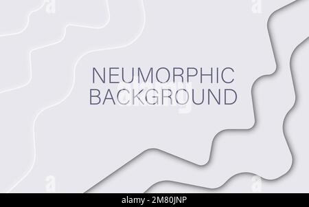 Neumorphic pattern with wavy layers. Abstract paper 3d design template.Vector illustration. Eps 10. Stock Vector