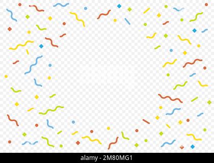 Abstract background with many falling tiny colorful confetti pieces and ribbon. Vector illustration. Eps 10. Stock Vector