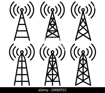 Antenna icon set. Radio tower icons. Vector illustration. Eps 10. Stock Vector