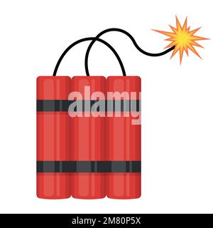 Dynamite bomb sticks with fire flash icon. Vector illustration. Eps 10. Stock Vector