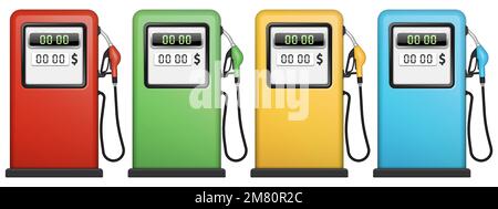 Gas station pump with fuel nozzle of petrol pump. Vector illustration. Eps 10. Stock Vector