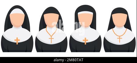 Nun flat icon. Sister of mercy sign. Vector illustration. Eps 10. Stock Vector