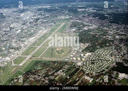 An aerial view of Yokota Air Base, Japan. Base: Yokota Air Base Country: Japan (JPN) Stock Photo