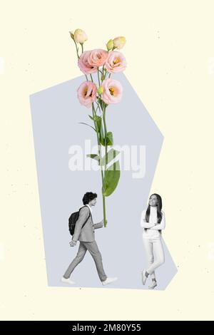 Collage photo of teenager schoolgirl hold retro boombox listen music ...