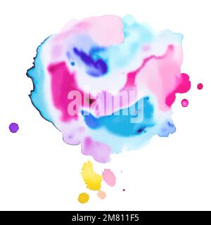 Multicolored splash watercolor paint blot - element for your designs. Blue and pink colored, abstract background Stock Vector