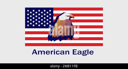 American eagle, force, peace symbol of Unites States of America, American flag illustration, patriotic, national day, isolated clip art Stock Vector