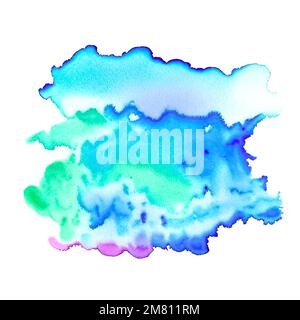 Multicolored splash watercolor paint blot - element for your designs. Blue and green colored, abstract background Stock Vector