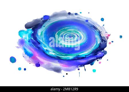 Spital galaxy watercolor paint splashes, fantasy scientific, celestial cosmos. Beauty blue and purple astrology background Stock Vector
