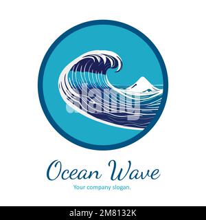 Ocean logo for any brand company - water illustration. Sea or river logo wave. Storm and tempest. Harmonious vector logo. Stock Vector
