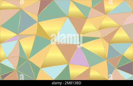 Premium background with golden and pastel color elements, low poly wallpaper, rich, luxurious backdrop Stock Vector