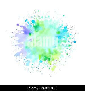 Green and blue colorful watercolor splash, color spot, abstract shape Stock Vector